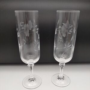Princess House Heritage Bordeaux Champagne Fluted Glasses 7 1/2” Set of 2